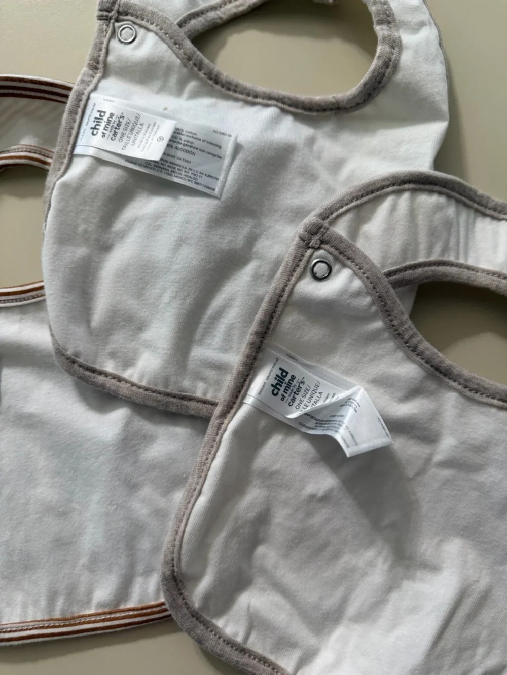 Neutral Brown & White Baby Bib Set - 'Mommy Loves Me' & 'Always Hungry like dad”